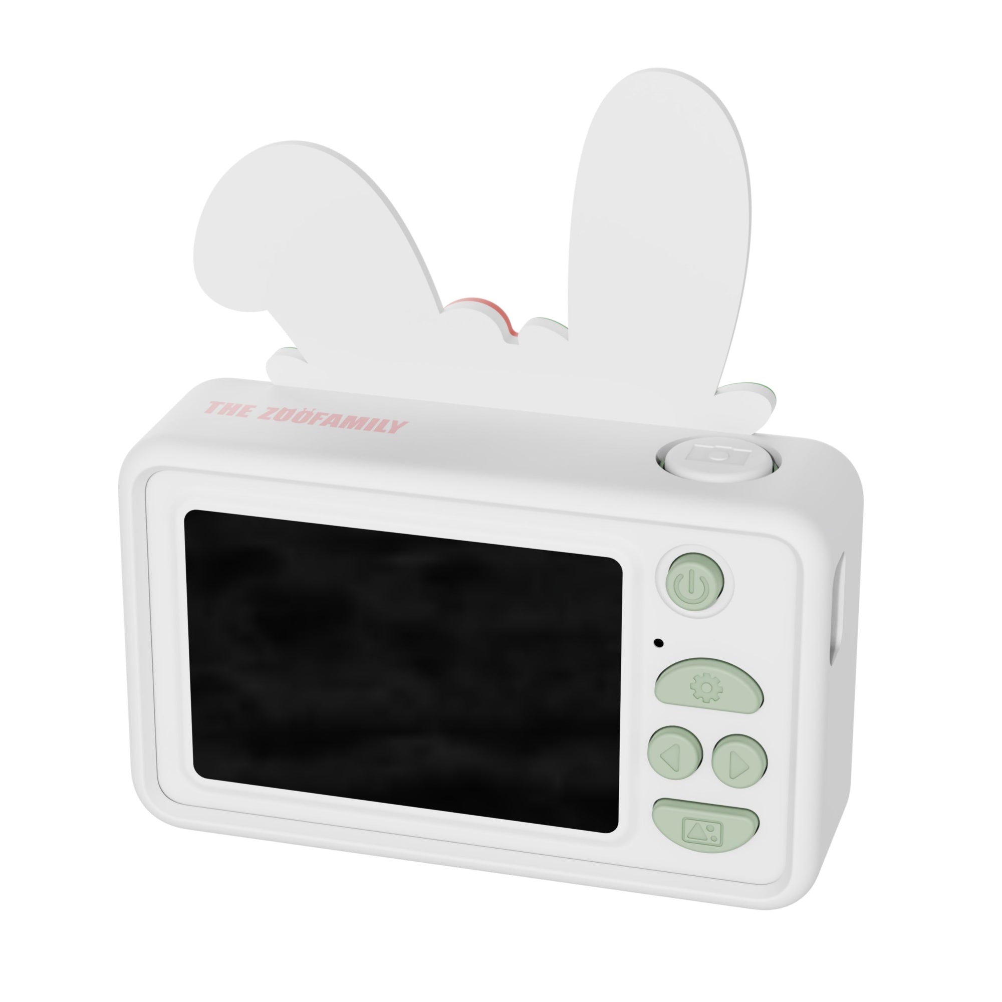 Zoo friends rabbit flower digital kids camera, back view with logo