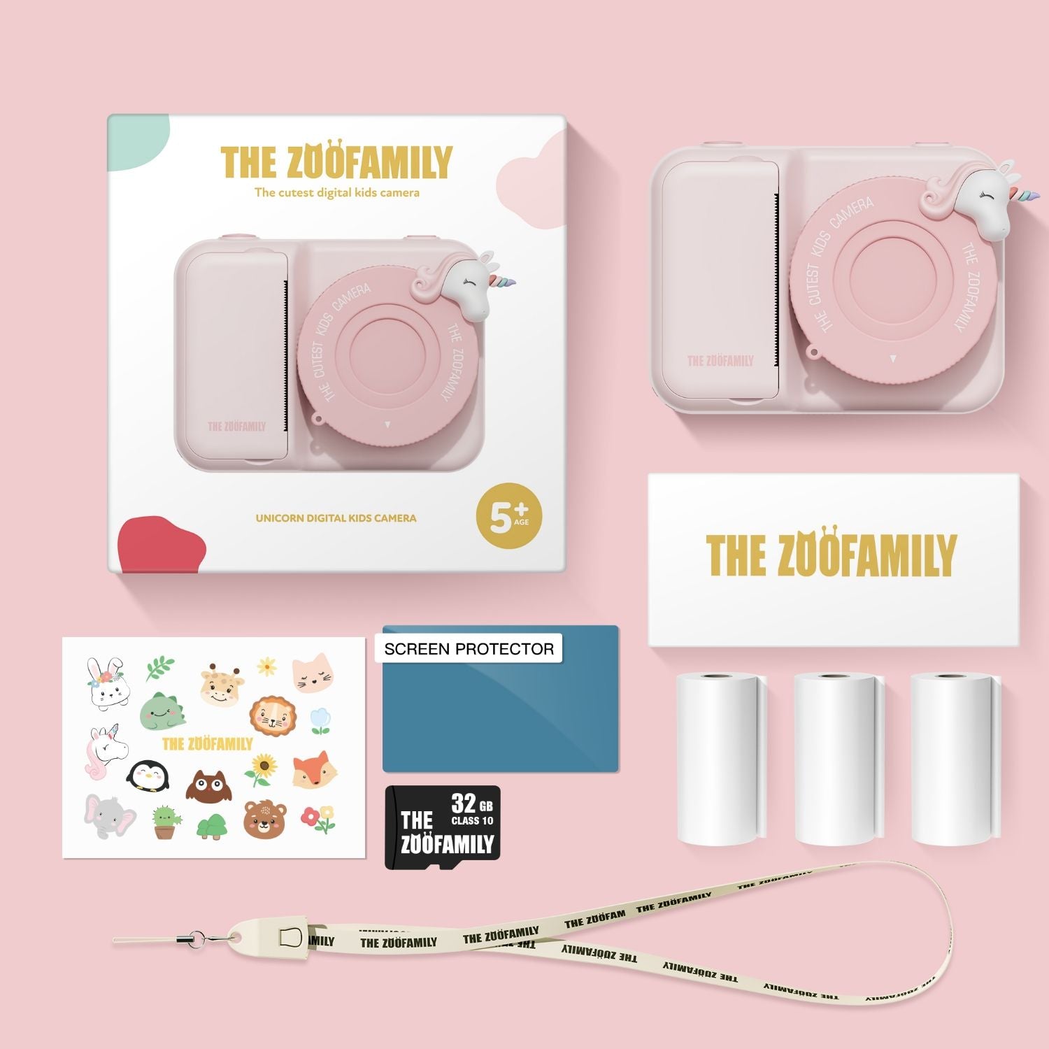 packaging of zoo print unicorn digital kids camera
