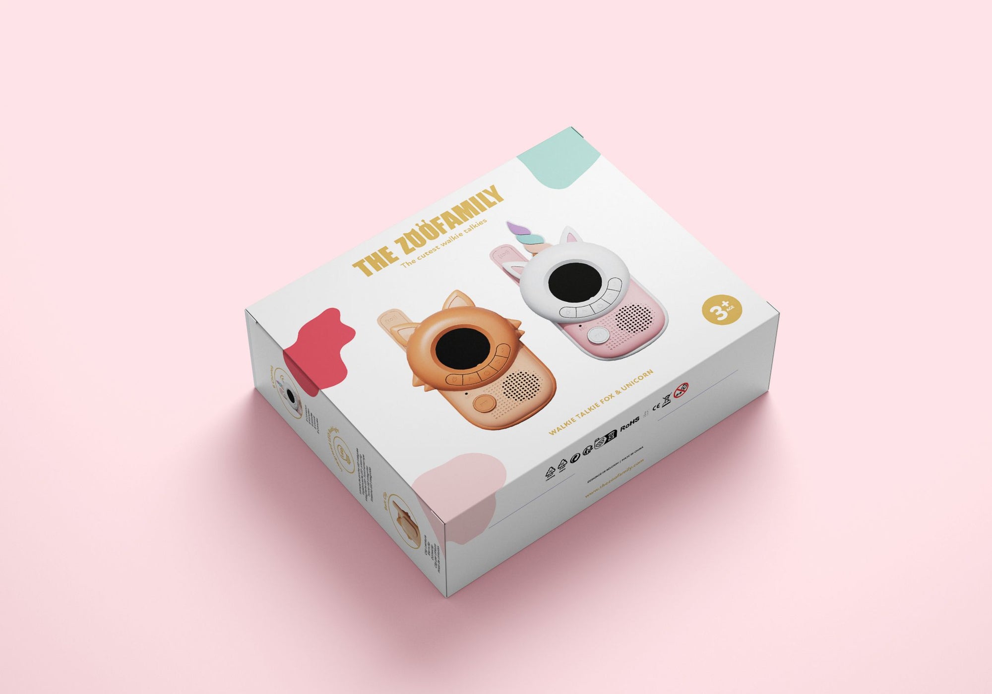 packaging of walkie talkie fox and unicorn