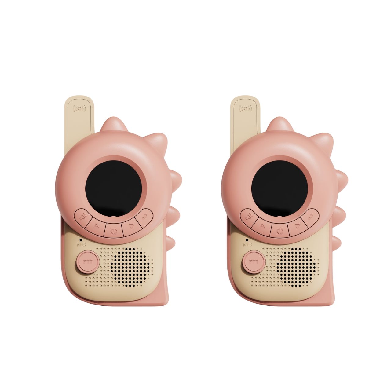 set of dino pink walkie talkie, front side