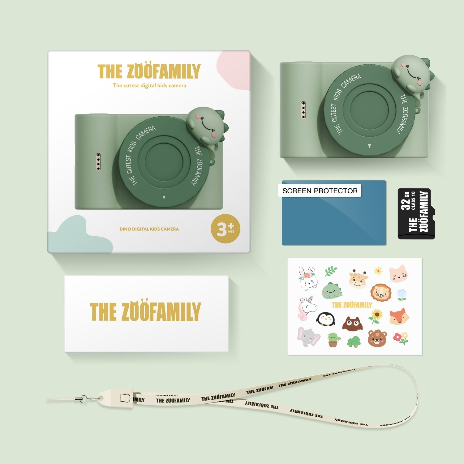 packaging of urban zoo dino green digital kids camera