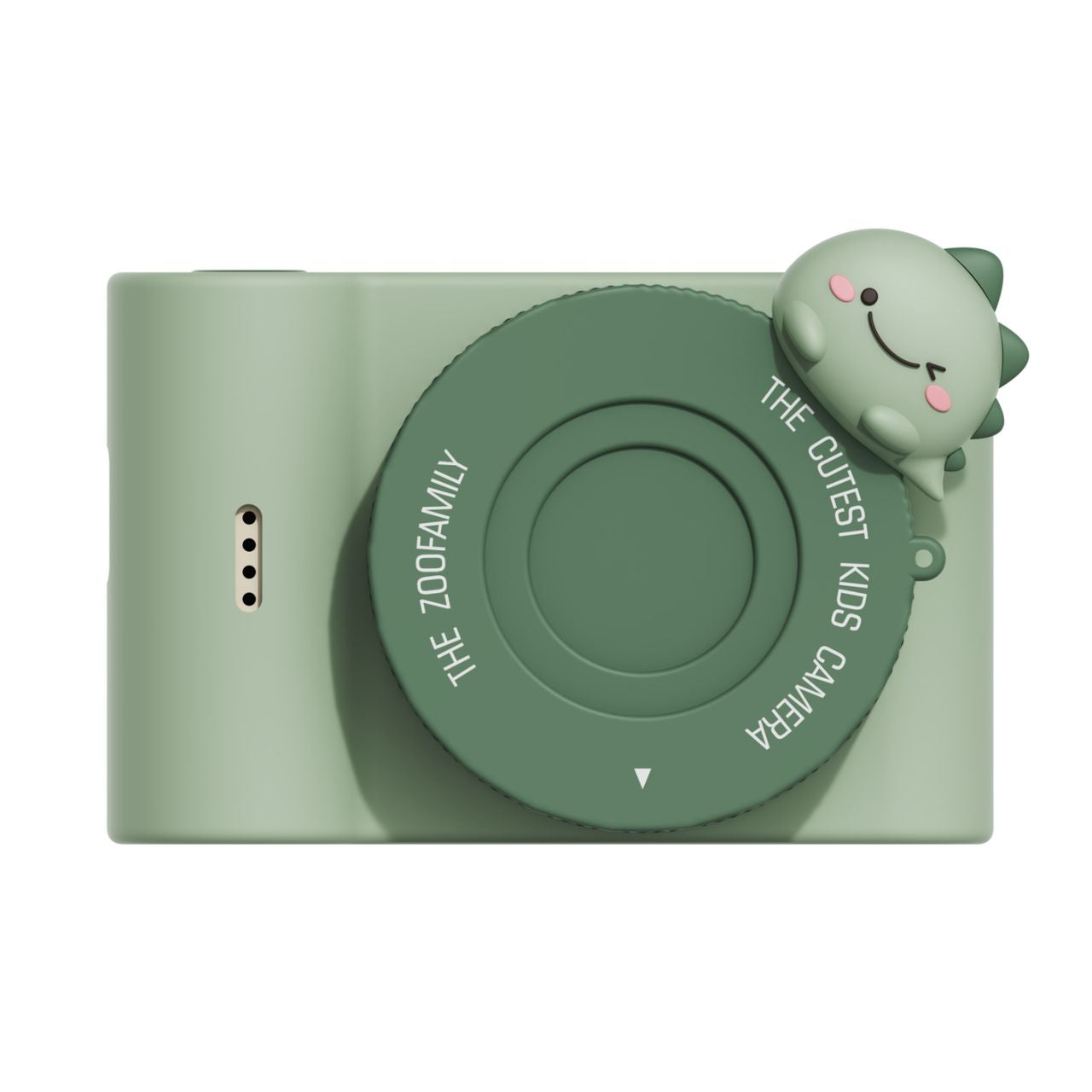 urban zoo dino green digital kids camera, front view