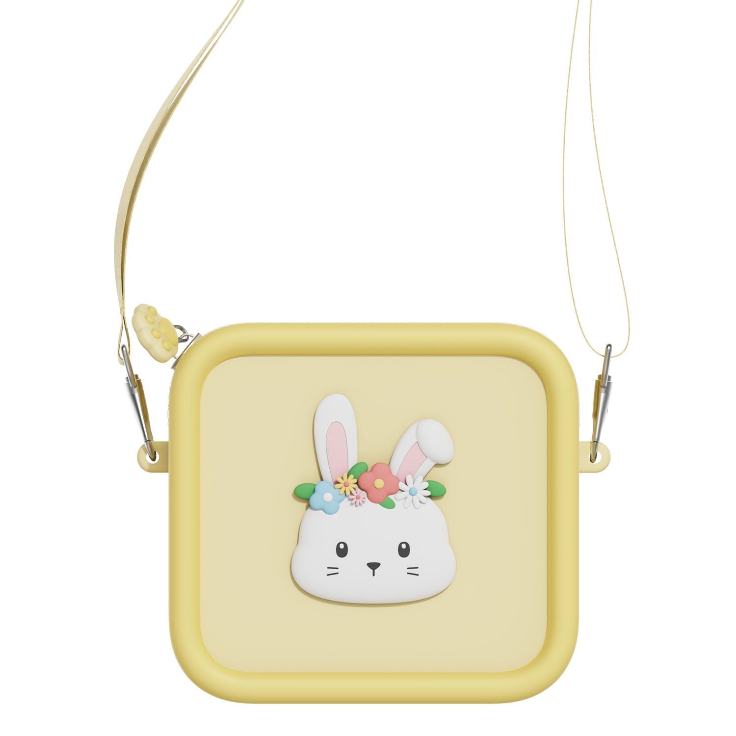 silicon bag rabbit flower, front side, shoulder strap