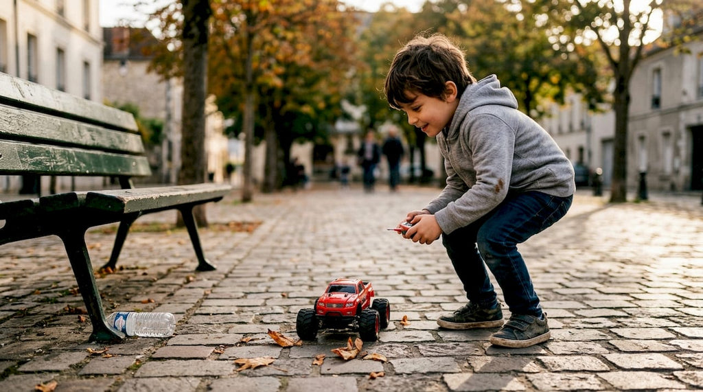 Voiture télécommandée rouge : créativité & écologie