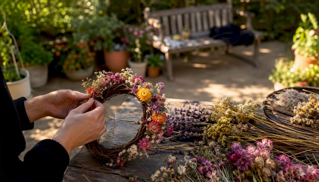 Couronne de fleurs séchées DIY : guide pas à pas