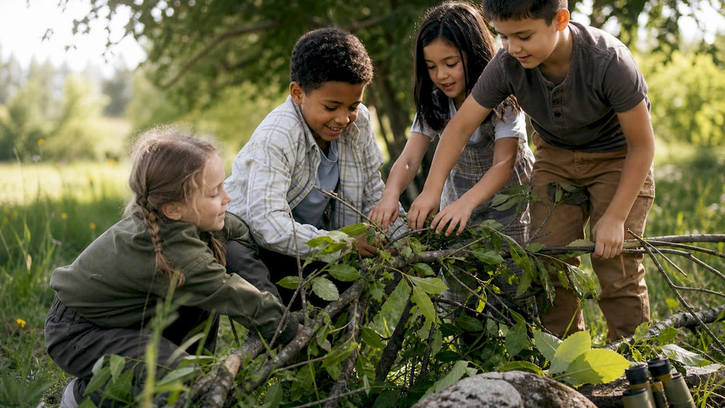 Outdoor group team building challenges for children