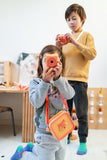 odalsilicon bag fox and urban zoo fox digital kids camera, children are playing with the cameras at kidsroom, bag around childs neck