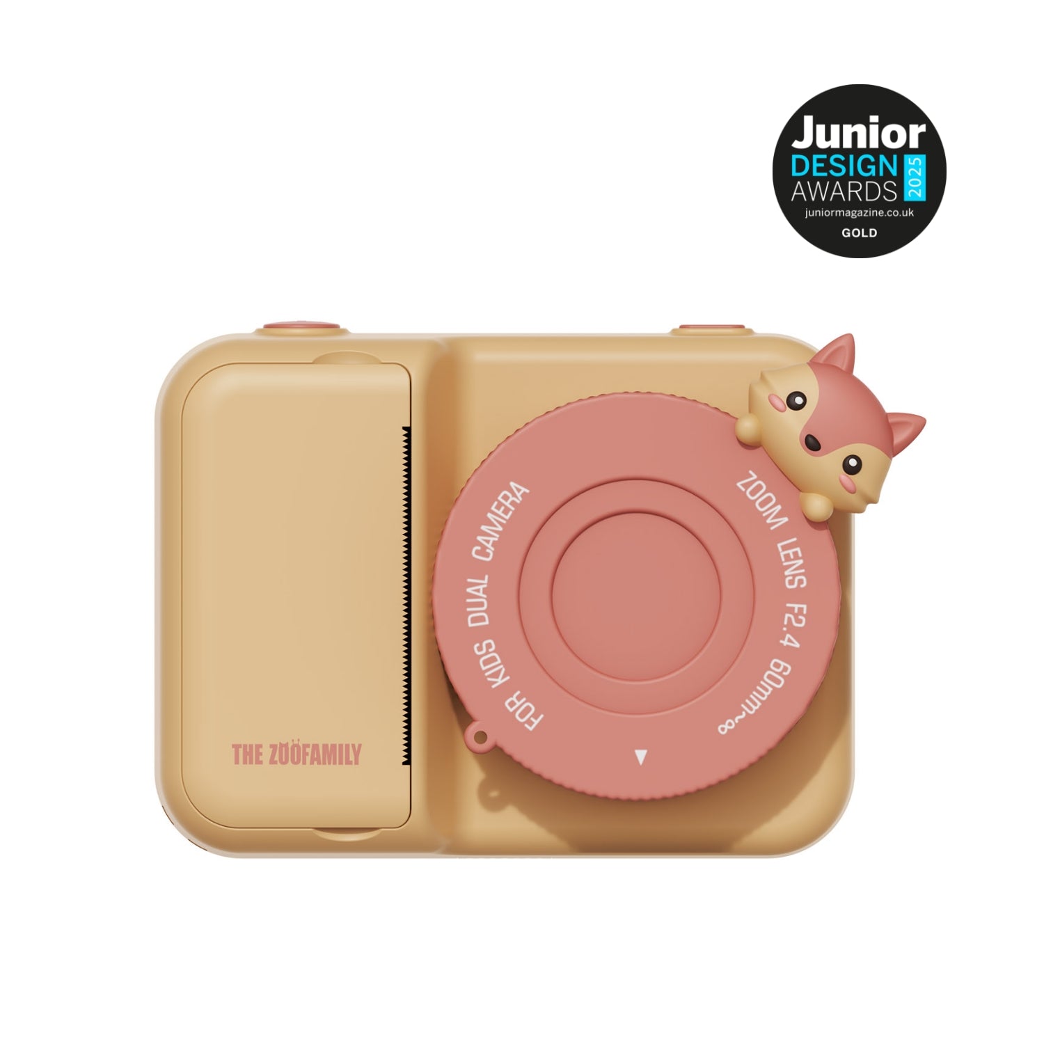 Zoo Print Fox camera, featuring Junior Design Awards logo.