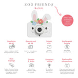 odalZoo Friends Rabbit camera with features listed on a white background