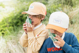 odalzoo walkie talkie set of dino green, children are holding the walkie talkies close to speak
