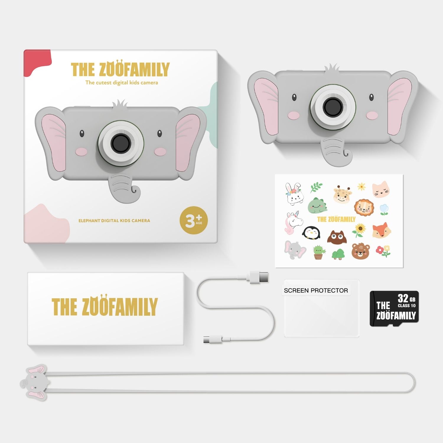 packaging of zoo friends elephant digital kids camera