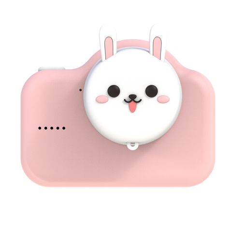 pink rabbit digital kids camera lens protection cover frontside
