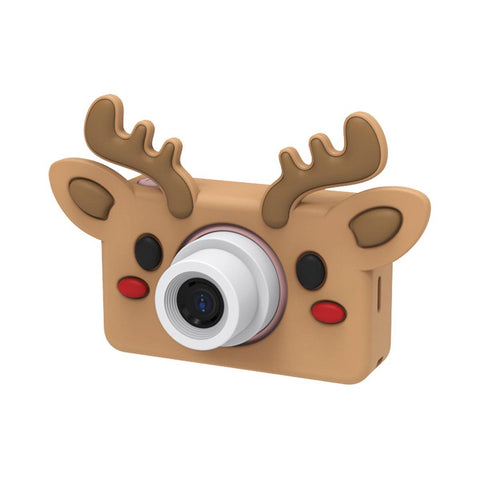 pink digital kids camera with brown dear sleeve